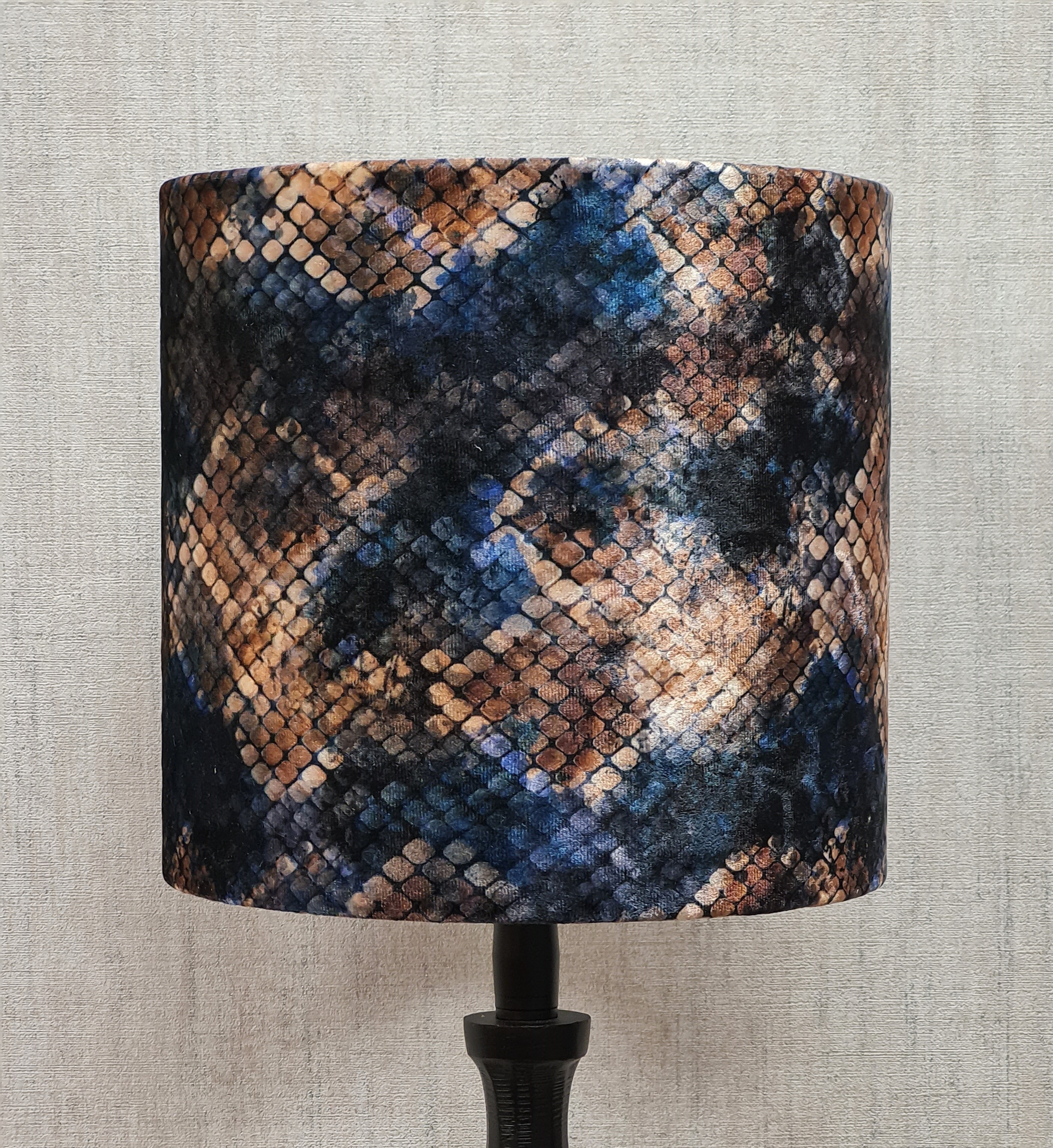 Lampenschirm "Ela" Blau Braun – H18 x T20cm – Lampenschirm aus Samt/Velours Grün-Creme 