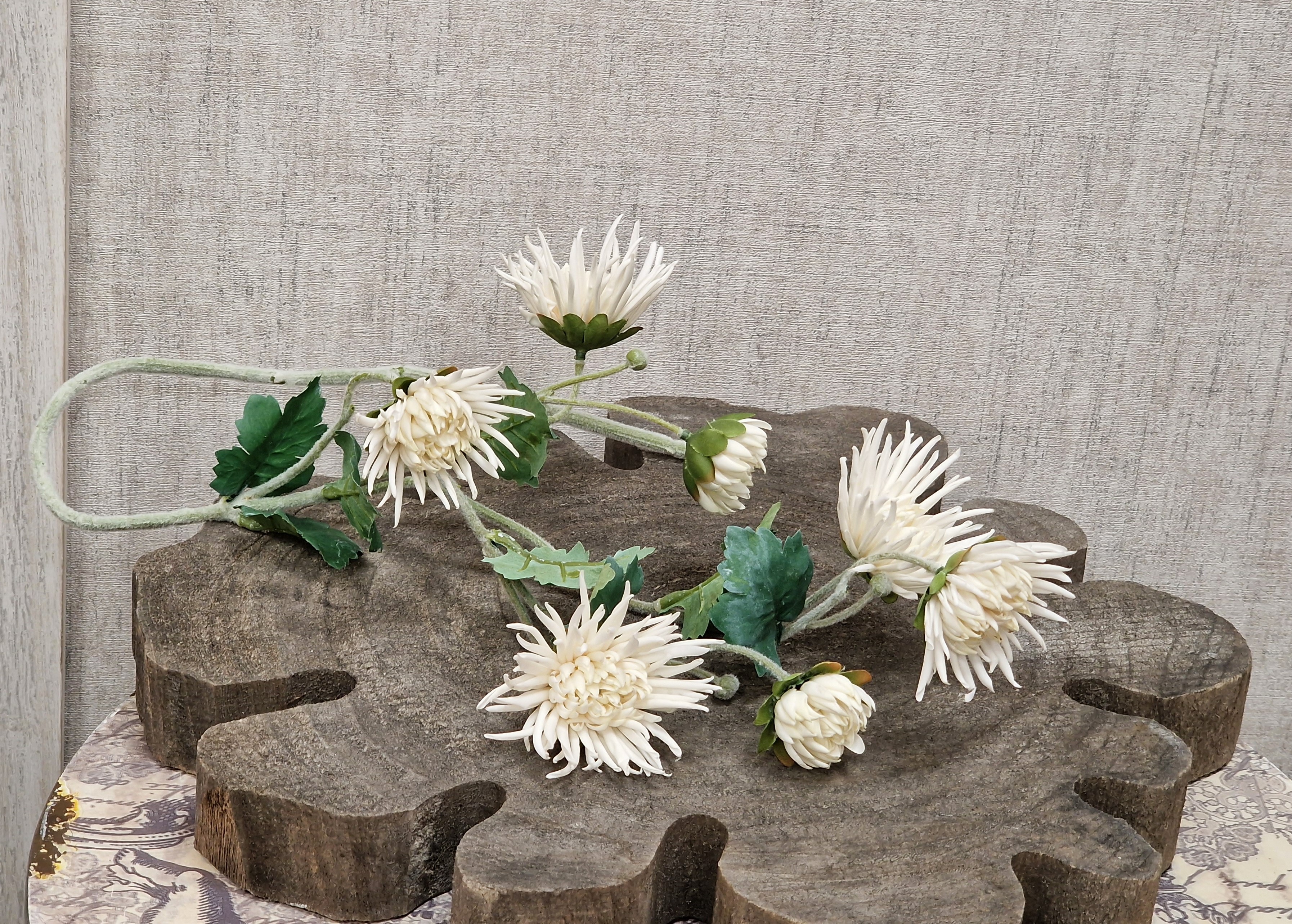 Kunstblume Chrysantheme weiß – Kunstzweig – Seidenblumen