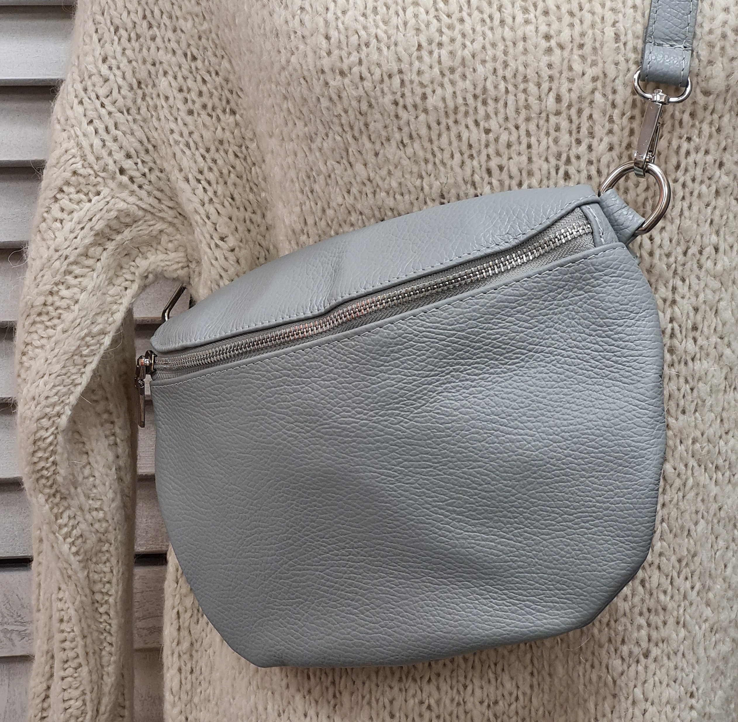 Bauchtasche "Grau" – Crossover – Ledertasche 