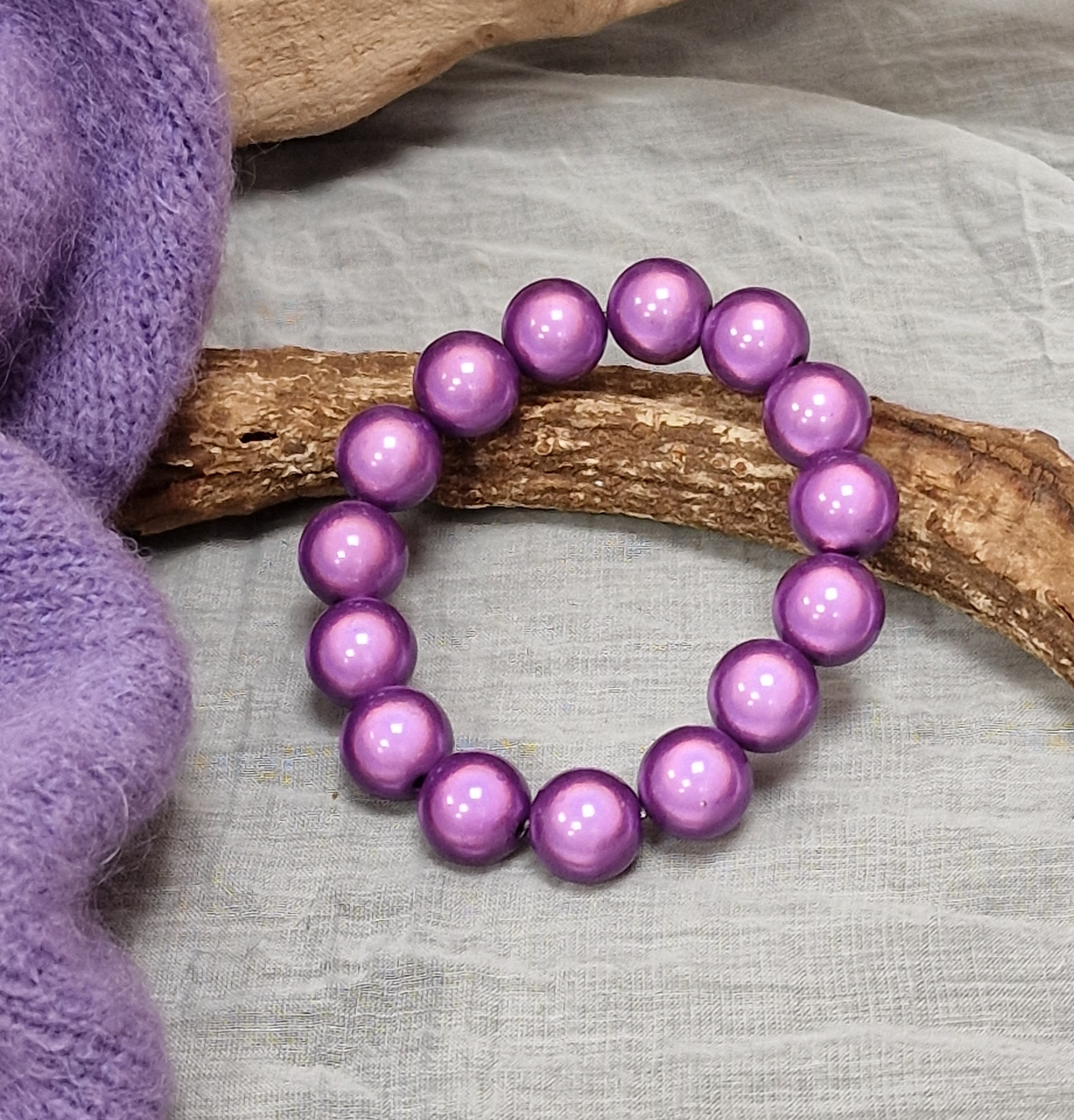 Magic Perlen Armband 14mm – Miracle Beads – Armkette – Damen Armband – in Lila/Flieder