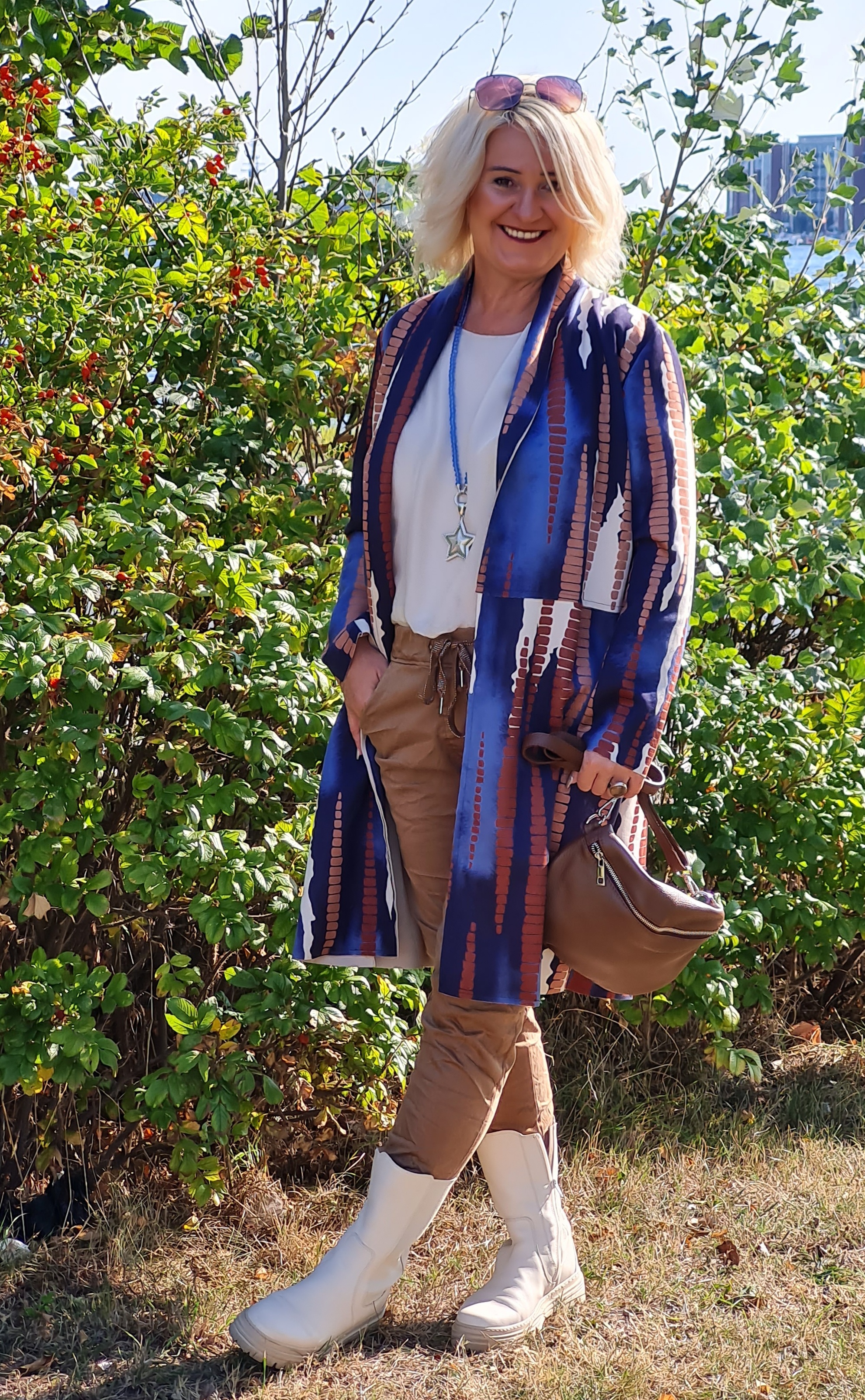 Blazer in Wildlederoptik – Longblazer Lederimitat – Lange Blazer Veloursqualität "Ina"