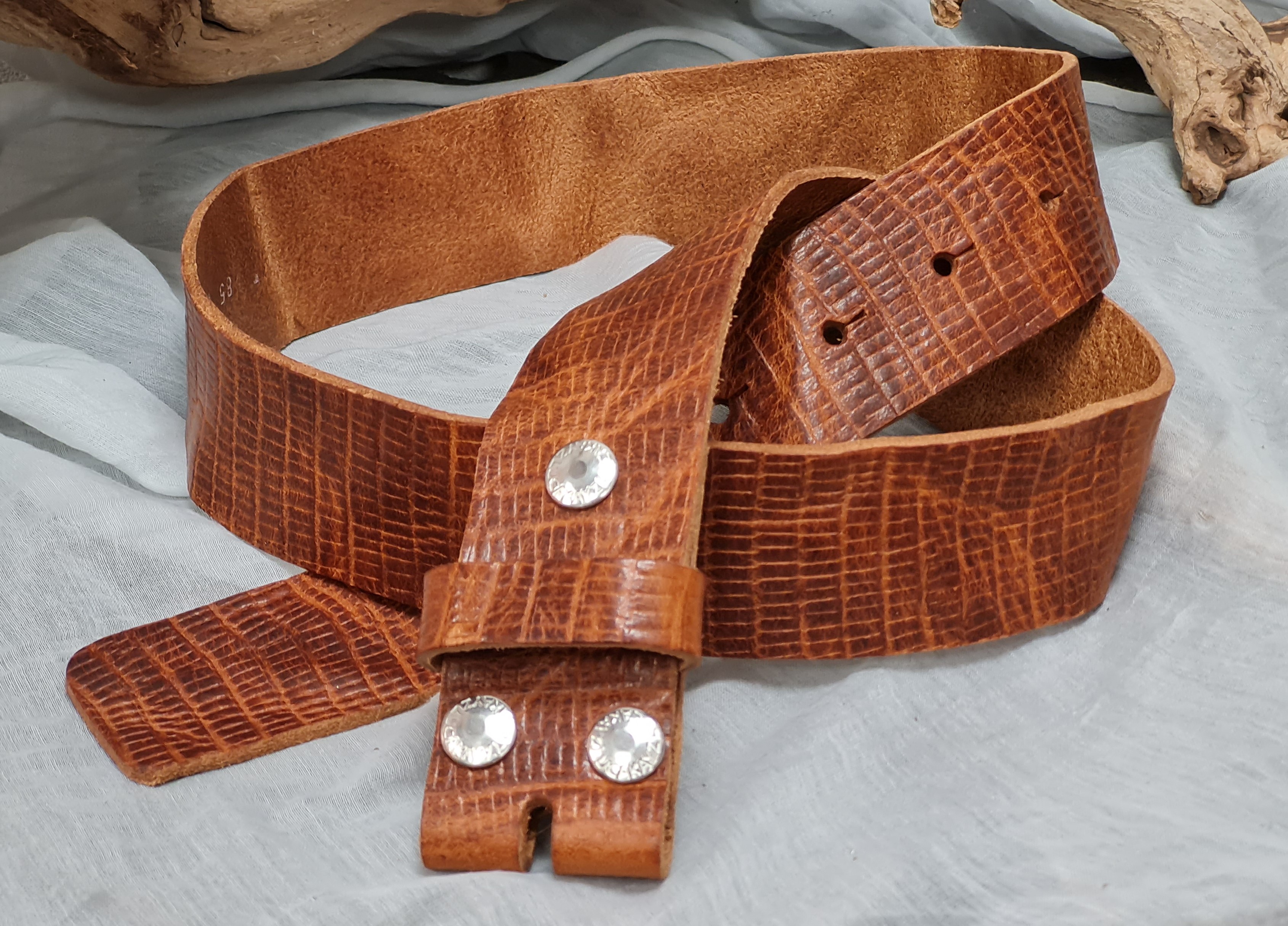 LUCA KAYZ "Raptile cognac" Gürtel mit Wechselsystem – Ledergürtel – Damengürtel