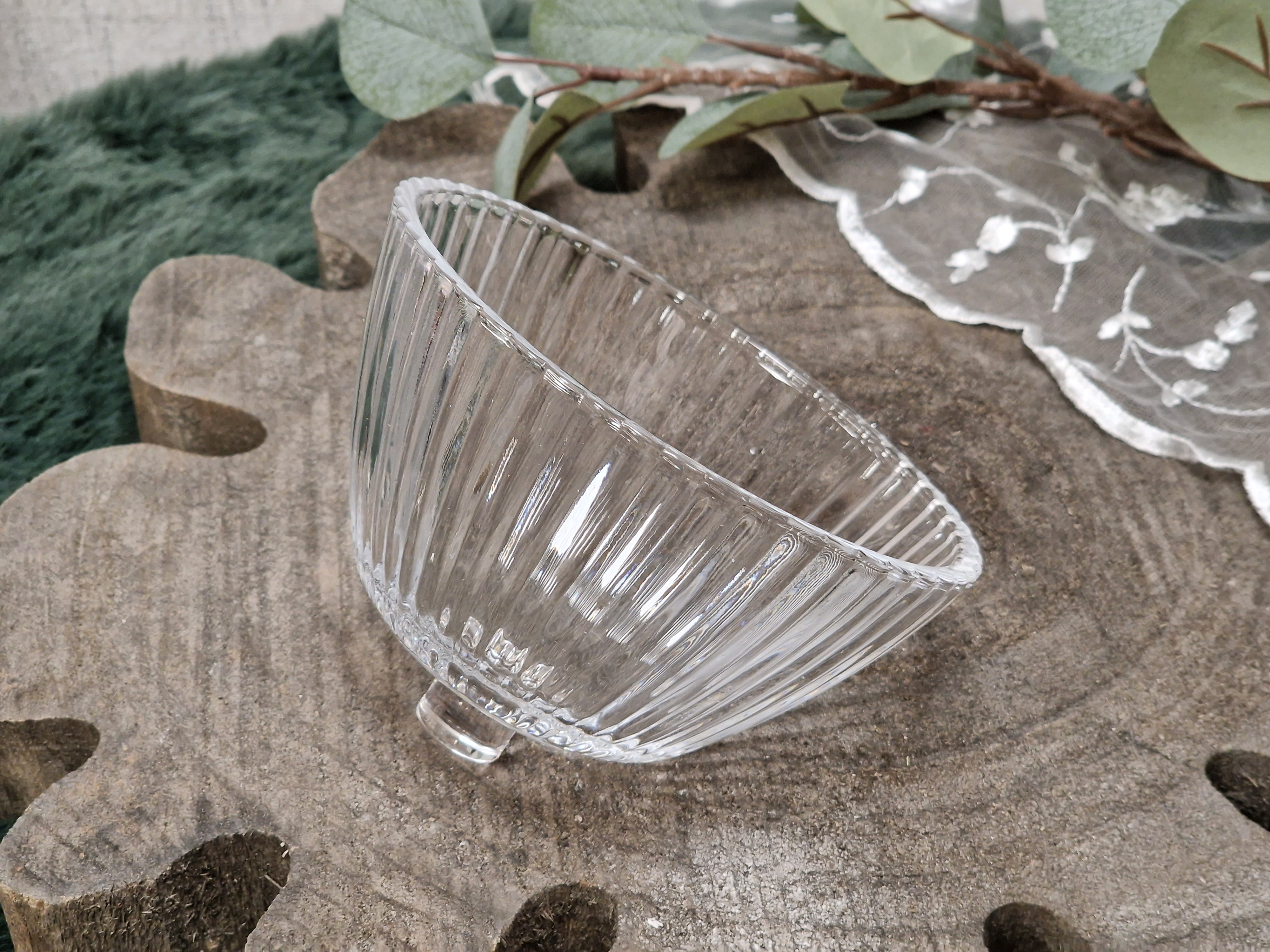 KRÖMER Teelichtaufsatz, Windlichtaufsatz, Aufsatzglas  "STELLA Schale" für Kerzenleuchter – Glasaufsatz – Teelichtglas – Kerzenglas klar mit Schliff  für Kerzenständer 